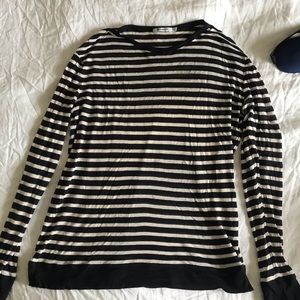 T Alexander Wang navy white striped long sleeve